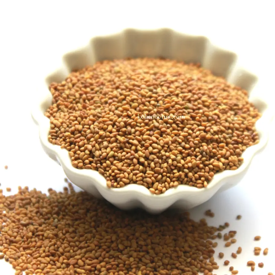 Taiztar alfalfa seed sample on a purity board